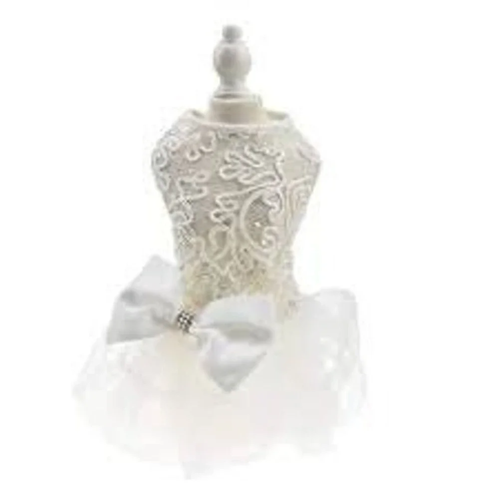 Dog Wedding Dress Lace Tulle White Ivory Pull-over Elegant Bridal Style New